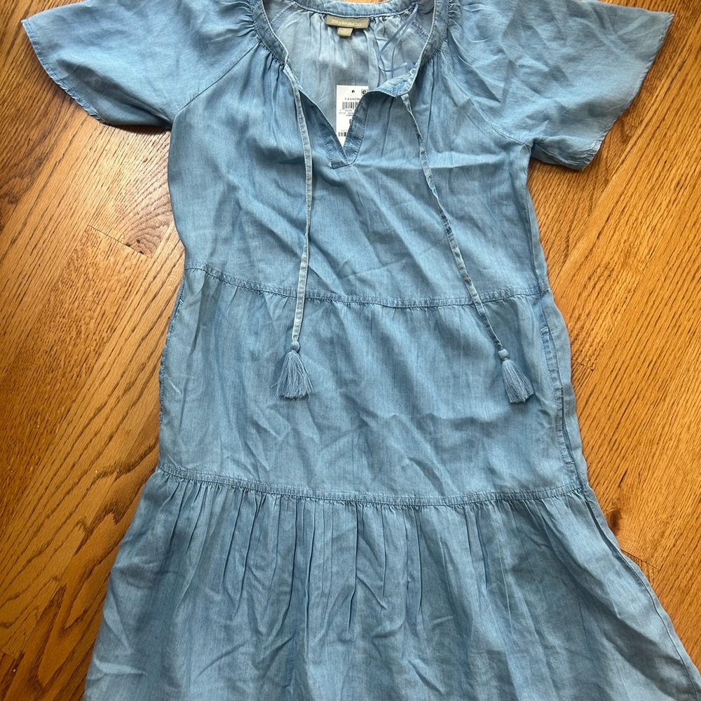Summer tiered midi chambray Dress